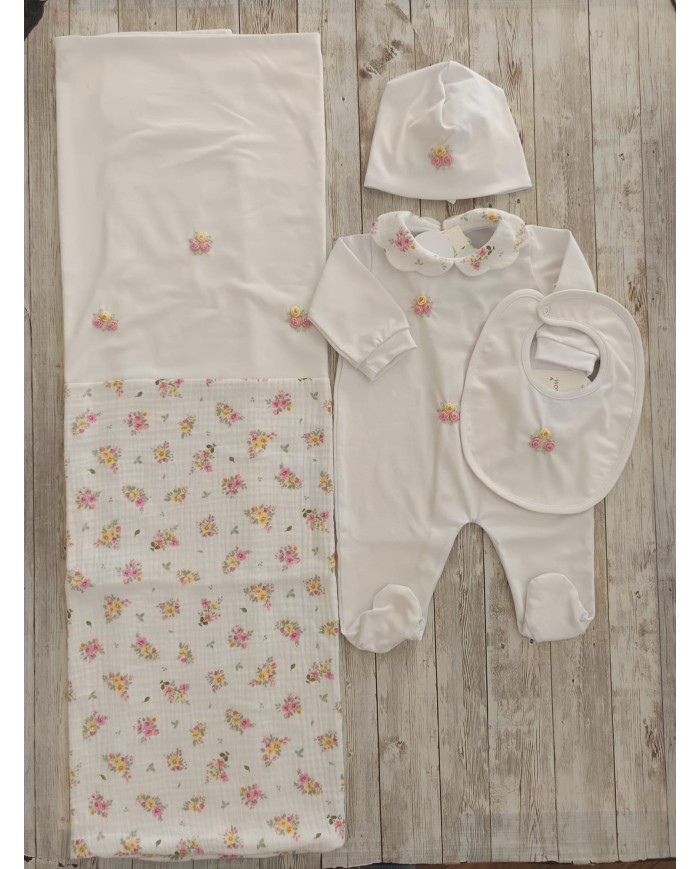 Corredino Bisou rose e fiori