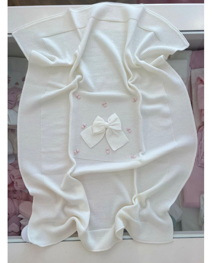 Corredino Lana Fiori Rosa