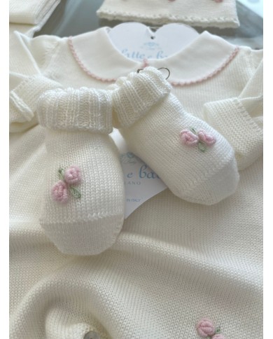 Corredino Lana Fiori Rosa