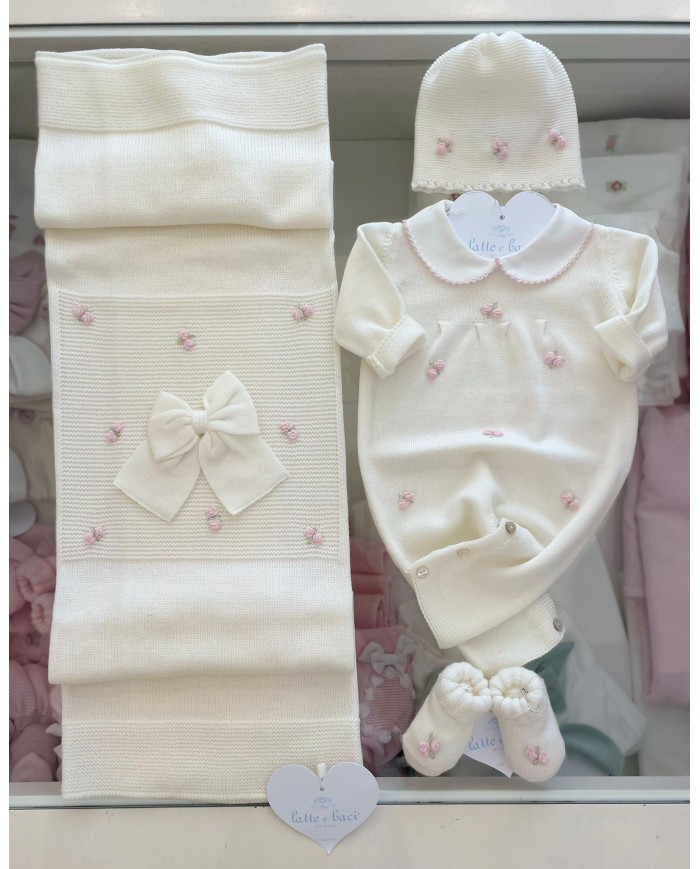 Corredino Lana Fiori Rosa