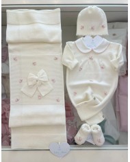 Corredino Lana Fiori Rosa