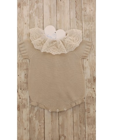 Pagliaccetto ecru colletto pizzo Juliana