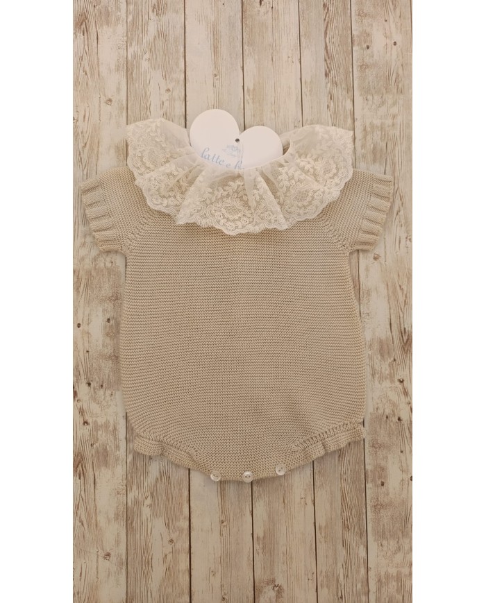 Pagliaccetto ecru colletto pizzo Juliana