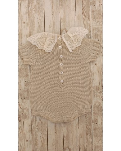 Pagliaccetto ecru colletto pizzo Juliana