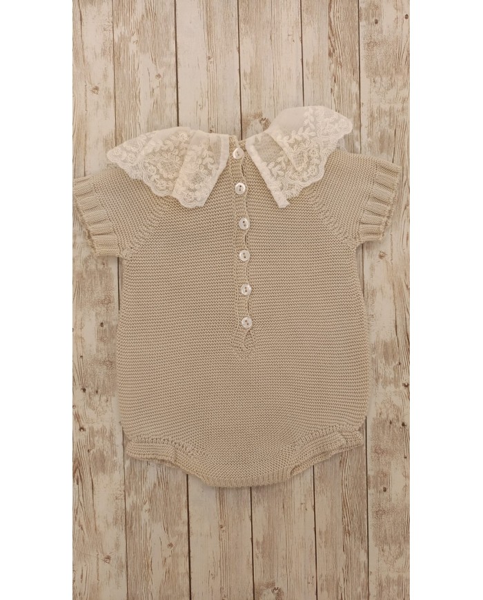 Pagliaccetto ecru colletto pizzo Juliana