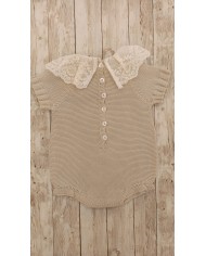 Pagliaccetto ecru colletto pizzo Juliana